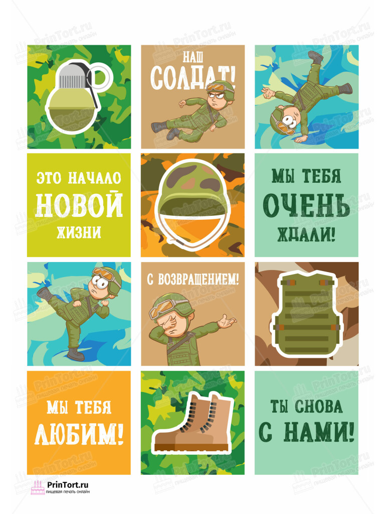 Сахарная и вафельная Картинка для торта «Дембель» — PT102471 | Пищевая печать на торте, сахарной, вафельной бумаге -> PrinTort.ru