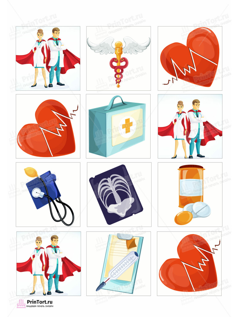 Сахарная и вафельная Картинка для торта «С Днём медика» — PT102532 | Пищевая печать на торте, сахарной, вафельной бумаге -> PrinTort.ru