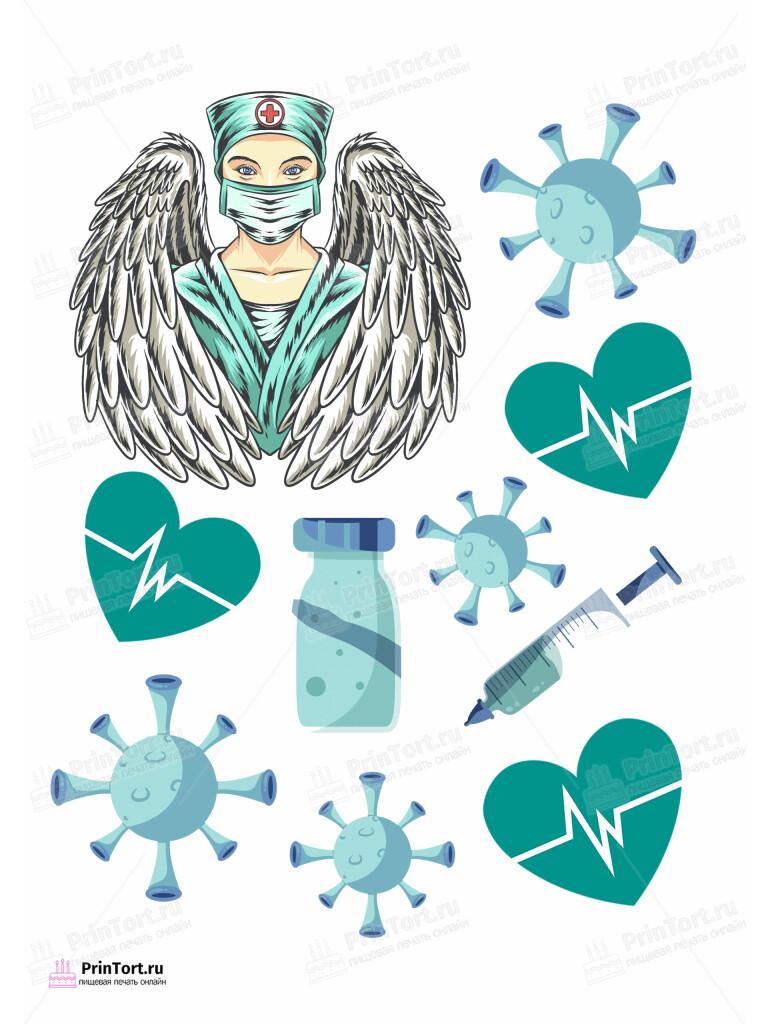 Сахарная и вафельная Картинка для торта «С Днём медика» — PT102534 | Пищевая печать на торте, сахарной, вафельной бумаге -> PrinTort.ru