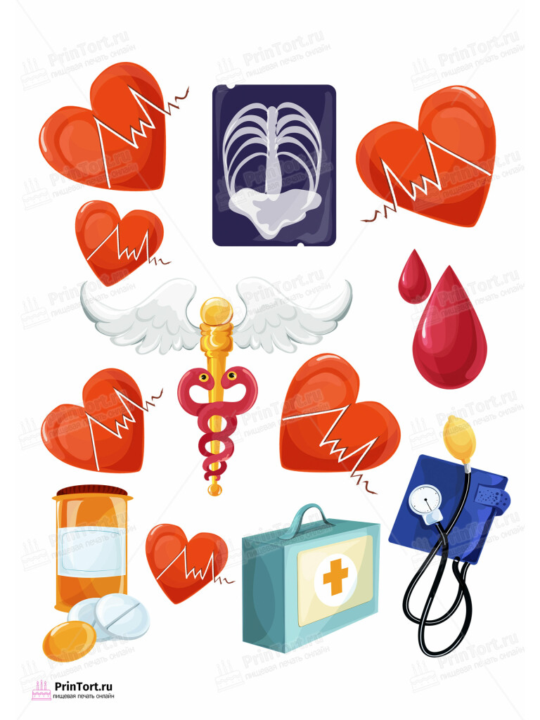 Сахарная и вафельная Картинка для торта «С Днём медика» — PT102538 | Пищевая печать на торте, сахарной, вафельной бумаге -> PrinTort.ru