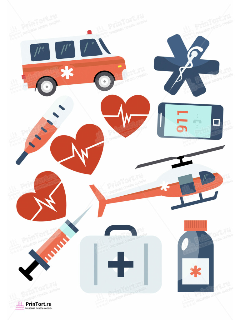 Сахарная и вафельная Картинка для торта «С Днём медика» — PT102541 | Пищевая печать на торте, сахарной, вафельной бумаге -> PrinTort.ru