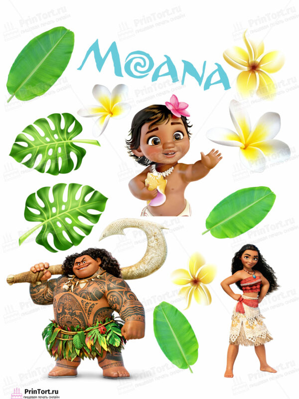 Сахарная и вафельная Картинка для торта Моана «Moana» — PT102547 | Пищевая печать на торте, сахарной, вафельной бумаге -> PrinTort.ru