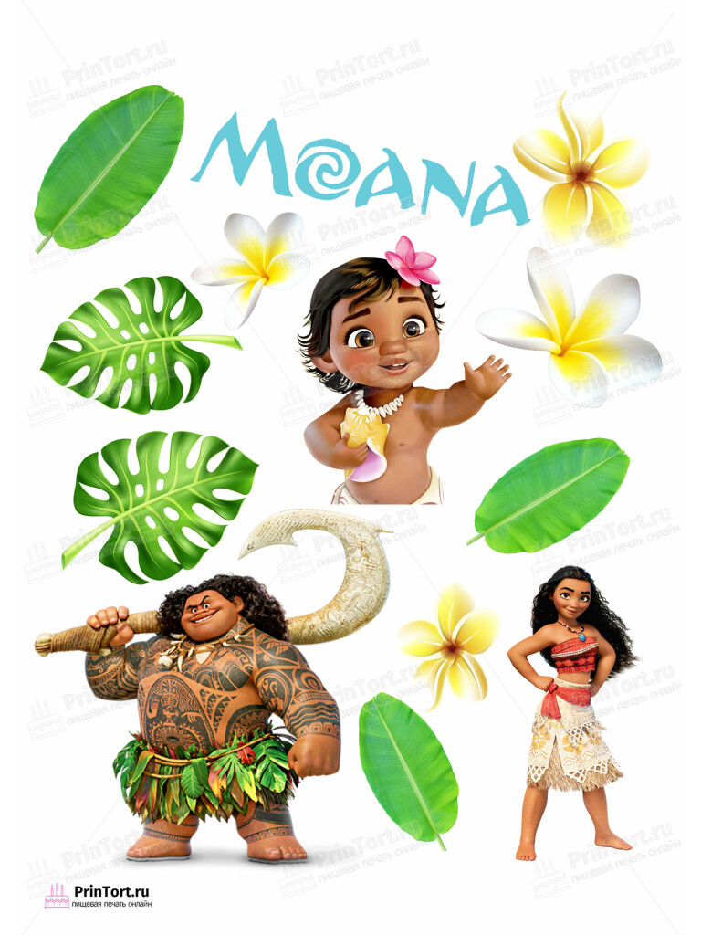 Сахарная и вафельная Картинка для торта Моана «Moana» — PT102547 | Пищевая печать на торте, сахарной, вафельной бумаге -> PrinTort.ru