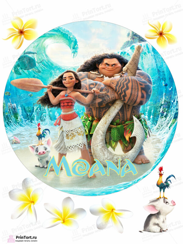 Сахарная и вафельная Картинка для торта Моана «Moana» — PT102558 | Пищевая печать на торте, сахарной, вафельной бумаге -> PrinTort.ru