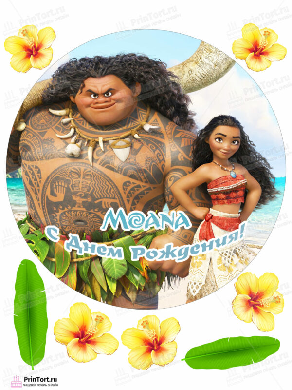 Сахарная и вафельная Картинка для торта  Моана «Moana» — PT102564 | Пищевая печать на торте, сахарной, вафельной бумаге -> PrinTort.ru
