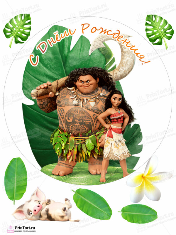 Сахарная и вафельная Картинка для торта  Моана «Moana» — PT102565 | Пищевая печать на торте, сахарной, вафельной бумаге -> PrinTort.ru