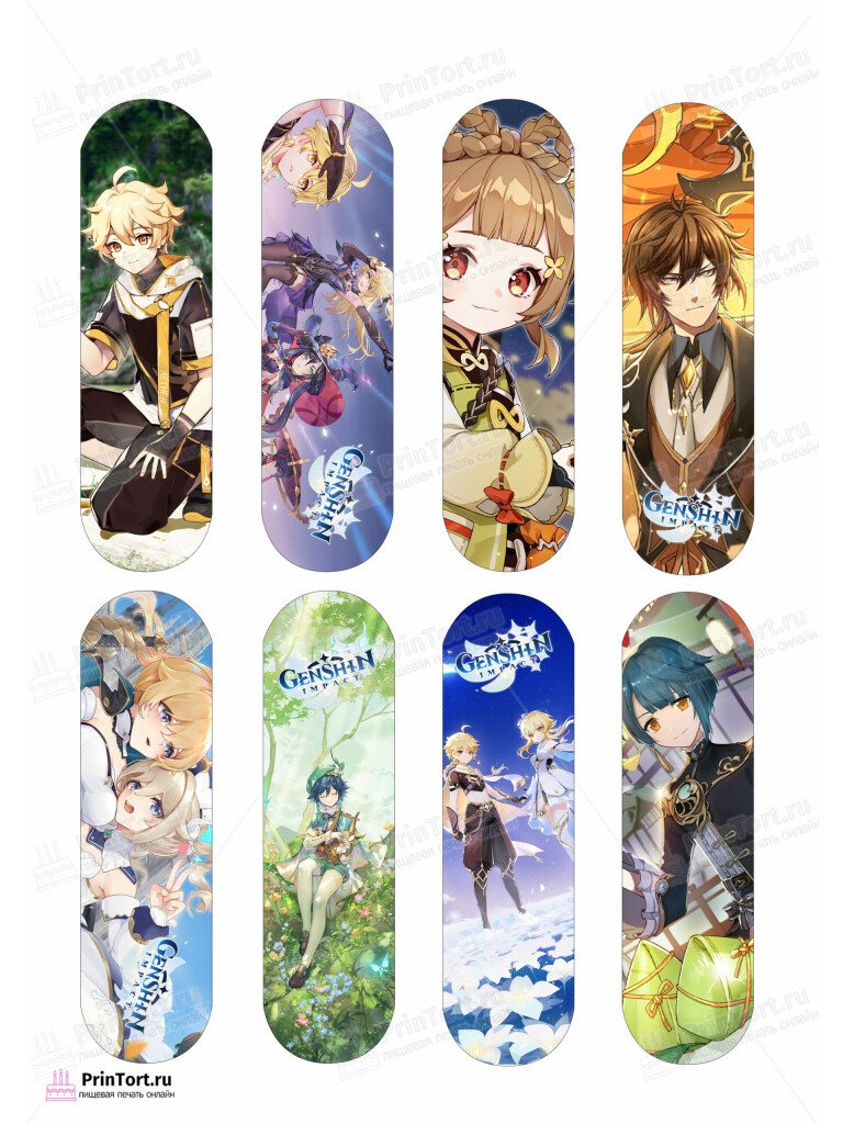 Сахарная и вафельная Картинка для эклеров «Геншин Импакт» (Genshin Impact)- PT102597 | Пищевая печать на торте, сахарной, вафельной бумаге -> PrinTort.ru