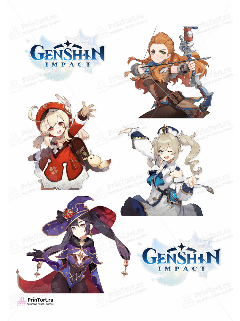 Сахарная и вафельная Картинка для торта «Геншин Импакт» (Genshin Impact)- PT102599 | Пищевая печать на торте, сахарной, вафельной бумаге -> PrinTort.ru