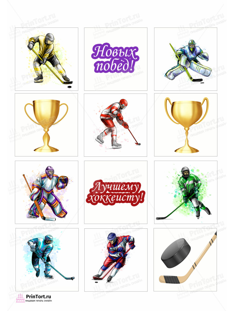 Сахарная и вафельная Картинка для торта «Хоккей» — PT102609 | Пищевая печать на торте, сахарной, вафельной бумаге -> PrinTort.ru