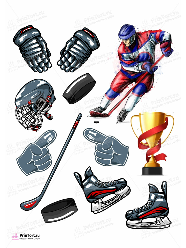 Сахарная и вафельная Картинка для торта «Хоккей» — PT102612 | Пищевая печать на торте, сахарной, вафельной бумаге -> PrinTort.ru