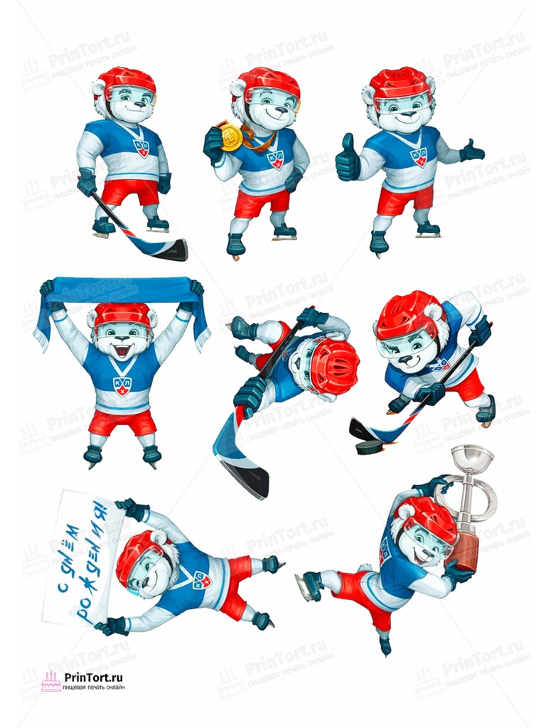 Сахарная и вафельная Картинка для торта «Хоккей» — PT102621 | Пищевая печать на торте, сахарной, вафельной бумаге -> PrinTort.ru