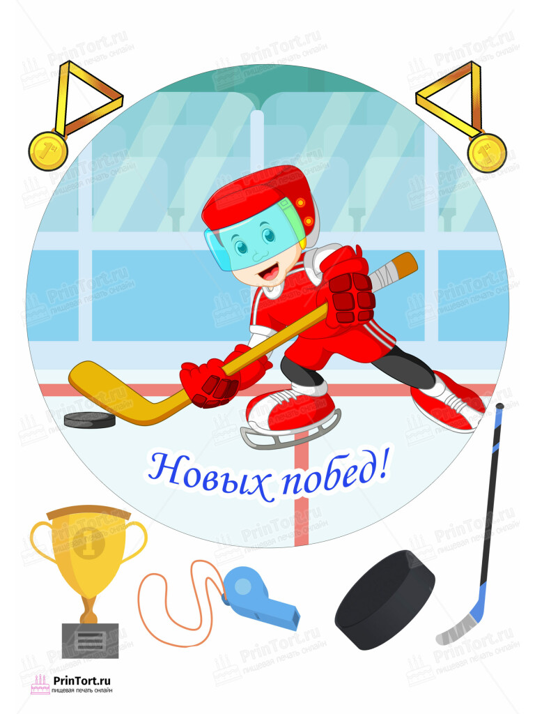 Сахарная и вафельная Картинка для торта «Хоккей» — PT102628 | Пищевая печать на торте, сахарной, вафельной бумаге -> PrinTort.ru