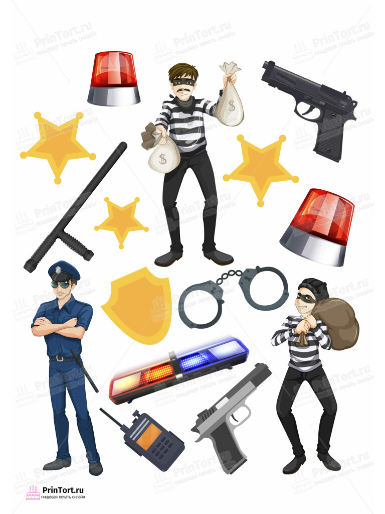 Сахарная и вафельная Картинка для торта «Полиция» — PT102638 | Пищевая печать на торте, сахарной, вафельной бумаге -> PrinTort.ru