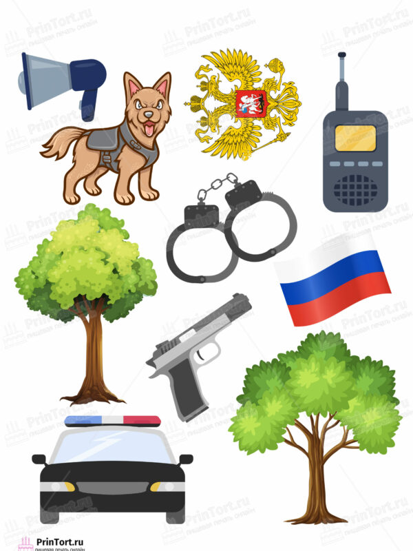 Сахарная и вафельная Картинка для торта «Полиция» — PT102645 | Пищевая печать на торте, сахарной, вафельной бумаге -> PrinTort.ru