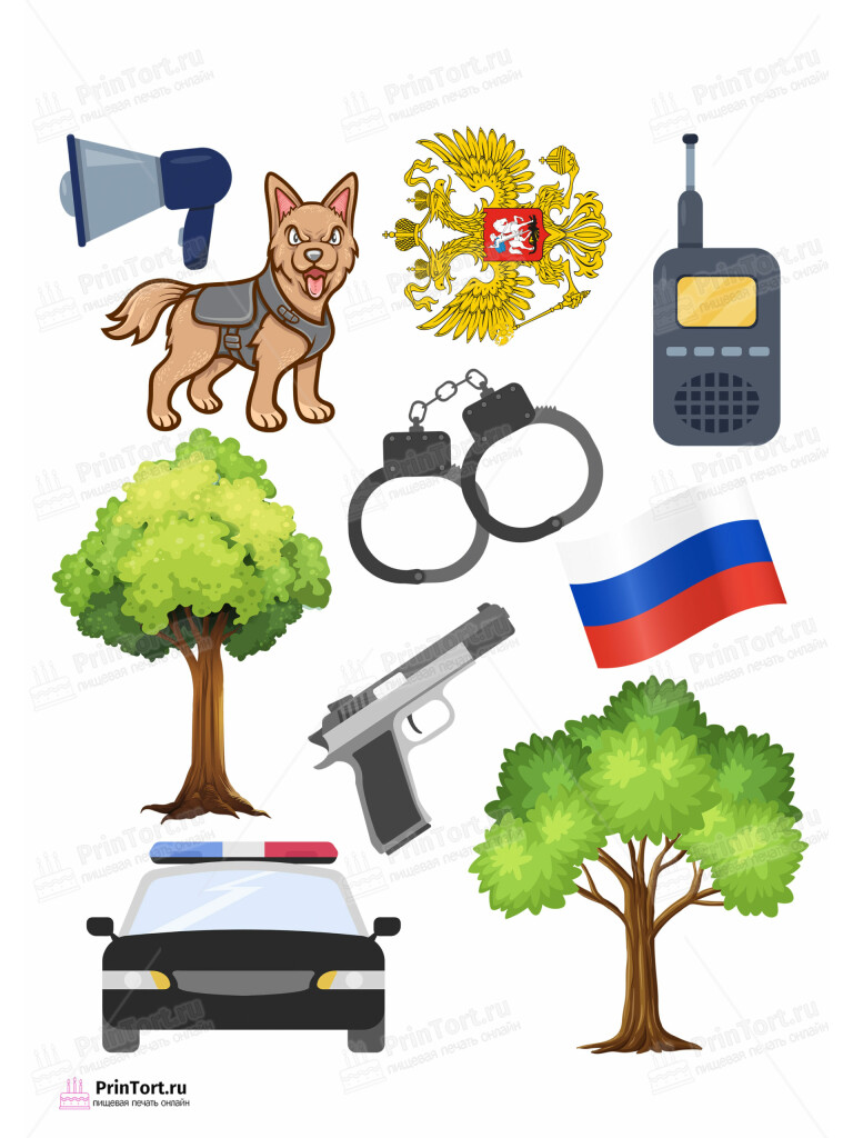 Сахарная и вафельная Картинка для торта «Полиция» — PT102645 | Пищевая печать на торте, сахарной, вафельной бумаге -> PrinTort.ru