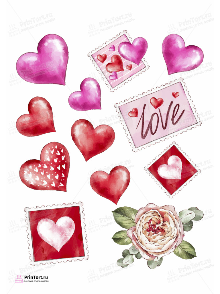 Сахарная и вафельная Картинка для торта «Любовь» — PT102692 | Пищевая печать на торте, сахарной, вафельной бумаге -> PrinTort.ru