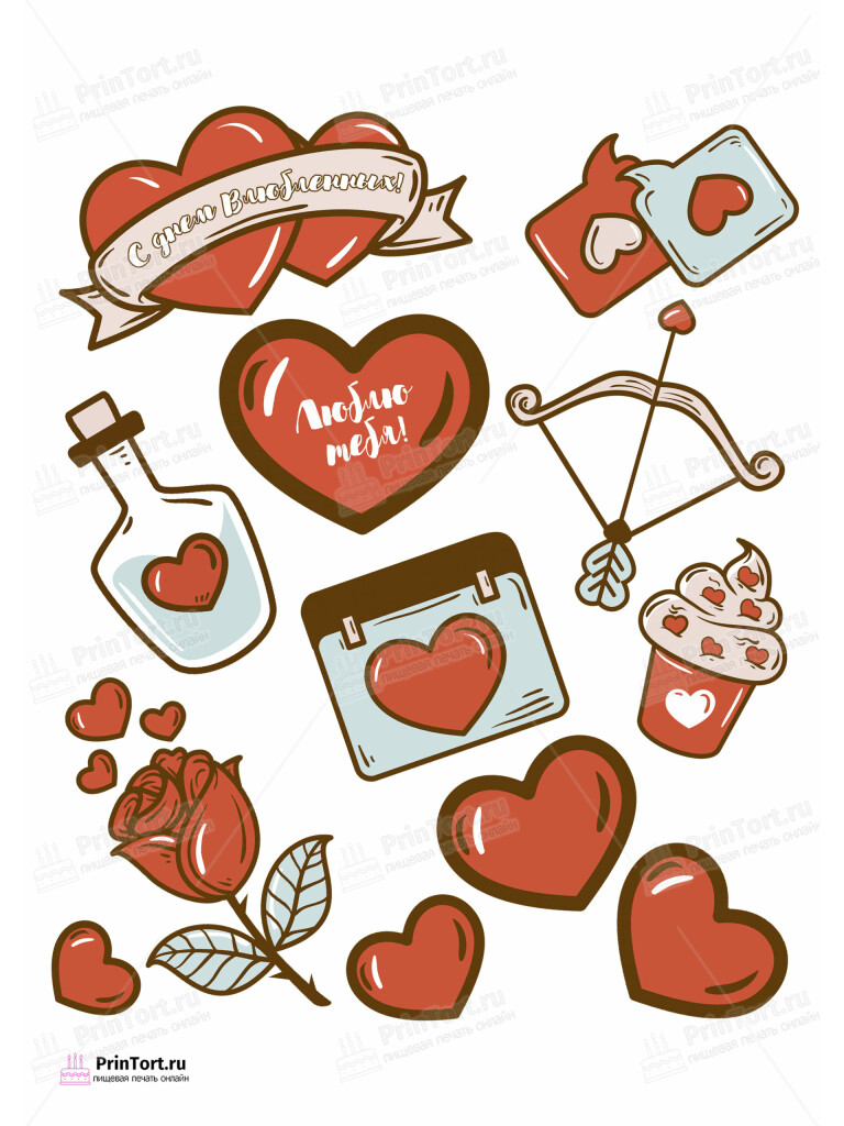 Сахарная и вафельная Картинка для торта «Любовь» — PT102696 | Пищевая печать на торте, сахарной, вафельной бумаге -> PrinTort.ru