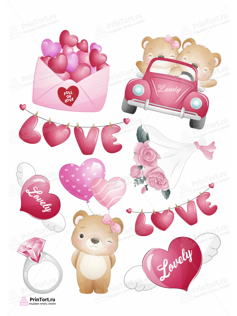 Сахарная и вафельная Картинка для торта «Любовь» — PT102704 | Пищевая печать на торте, сахарной, вафельной бумаге -> PrinTort.ru