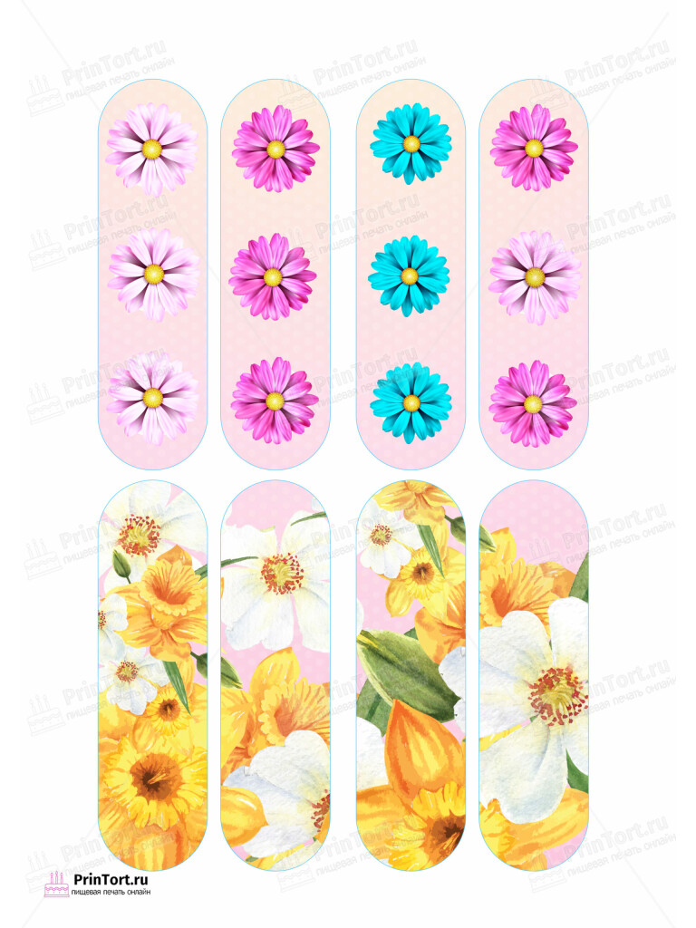 Сахарная и вафельная Картинка для эклеров «8 Марта» — PT102750 | Пищевая печать на торте, сахарной, вафельной бумаге -> PrinTort.ru