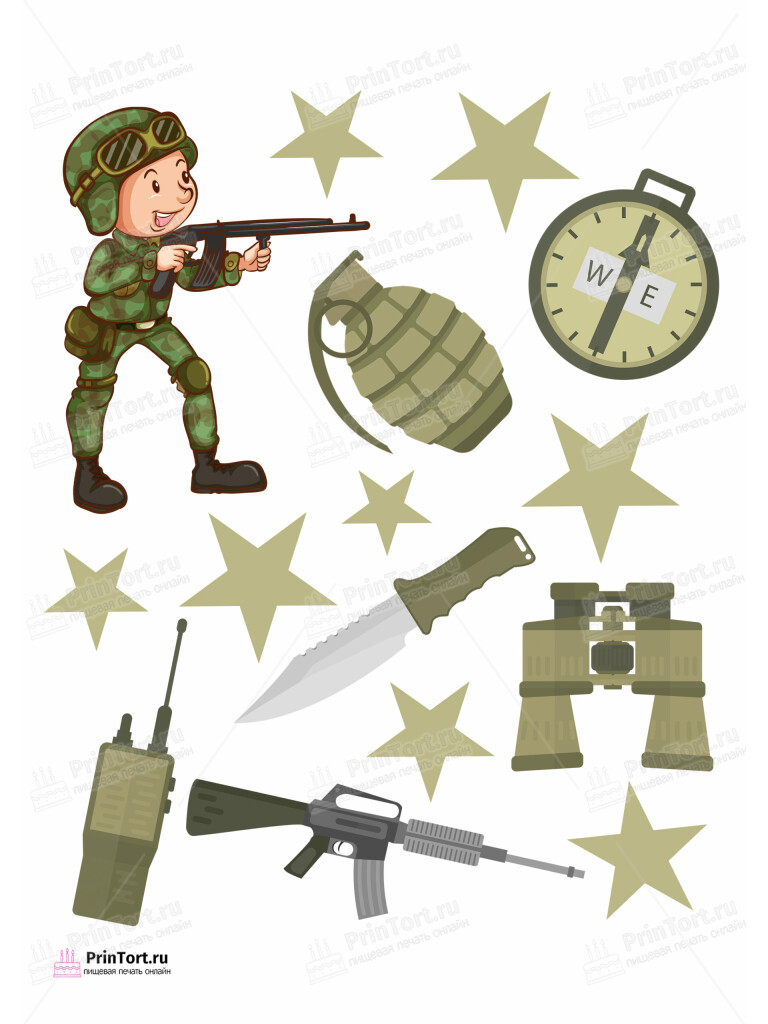 Сахарная и вафельная Картинка для торта «23 февраля» — PT102792 | Пищевая печать на торте, сахарной, вафельной бумаге -> PrinTort.ru