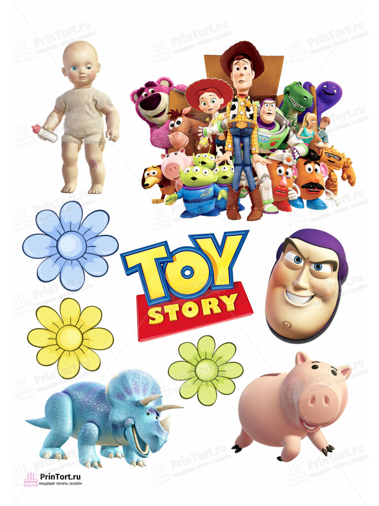 Сахарная и вафельная Картинка для торта «История игрушек (Toy story)» — PT102832 | Пищевая печать на торте, сахарной, вафельной бумаге -> PrinTort.ru