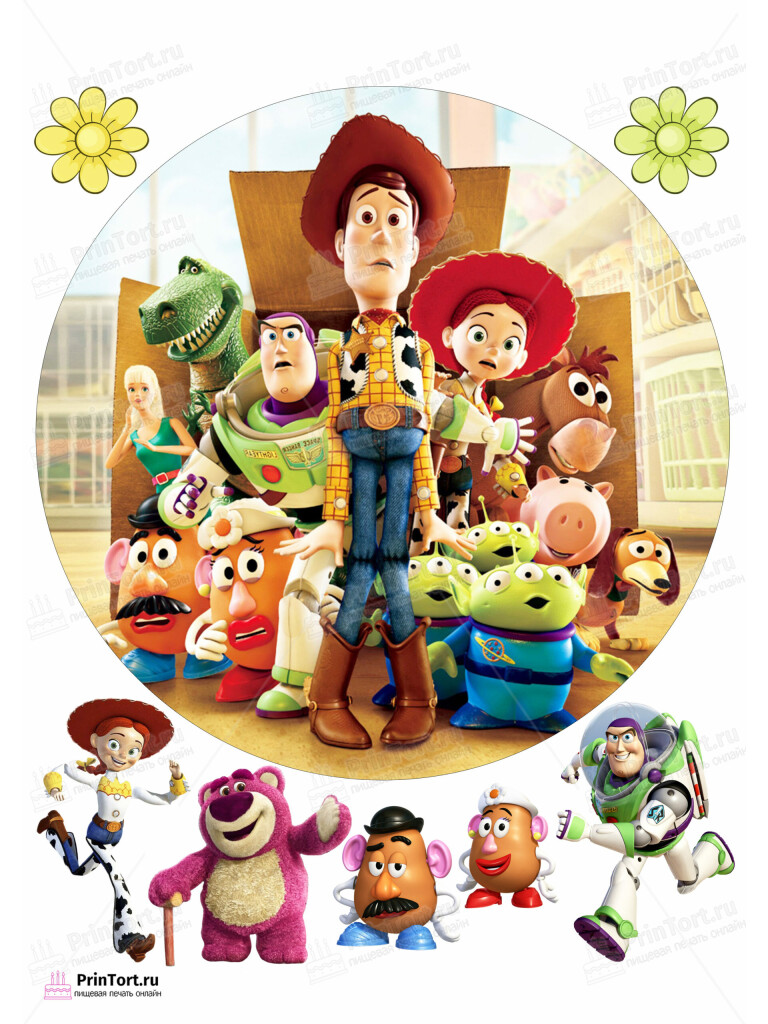 Сахарная и вафельная Картинка для торта «История игрушек (Toy story)» — PT102838 | Пищевая печать на торте, сахарной, вафельной бумаге -> PrinTort.ru