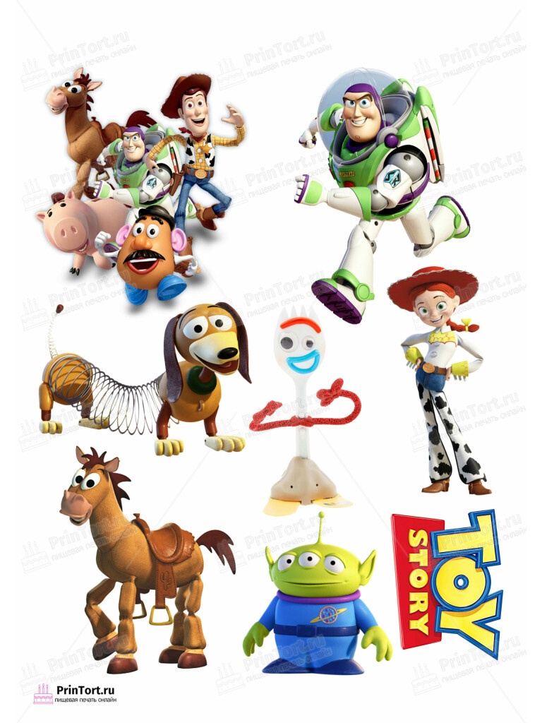 Сахарная и вафельная Картинка для торта «История игрушек (Toy story)» — PT102845 | Пищевая печать на торте, сахарной, вафельной бумаге -> PrinTort.ru