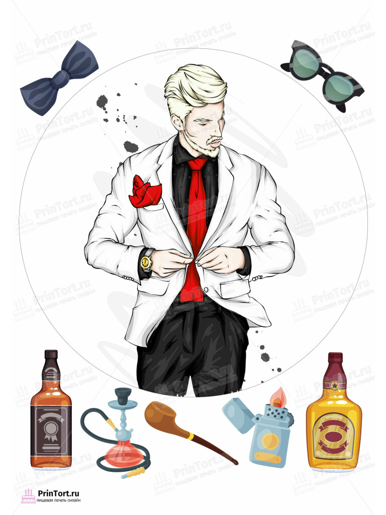 Сахарная и вафельная Картинка для торта «Для мужчины» — PT102886 | Пищевая печать на торте, сахарной, вафельной бумаге -> PrinTort.ru