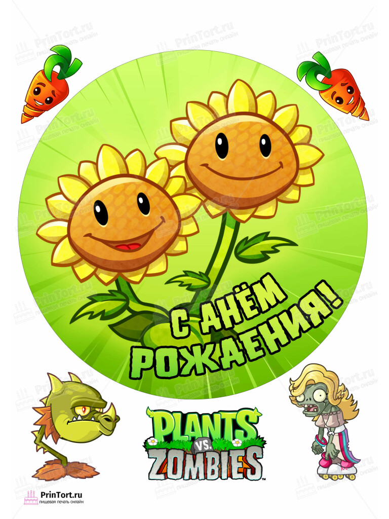 Сахарная, вафельная Картинка для торта «Растения против Зомби» — PT102903 | Пищевая печать на торте, сахарной, вафельной бумаге -> PrinTort.ru Сахарная и вафельная Картинка для торта «Растения против Зомби» — PT102903 | Пищевая печать на торте, сахарной, вафельной бумаге -> PrinTort.ru