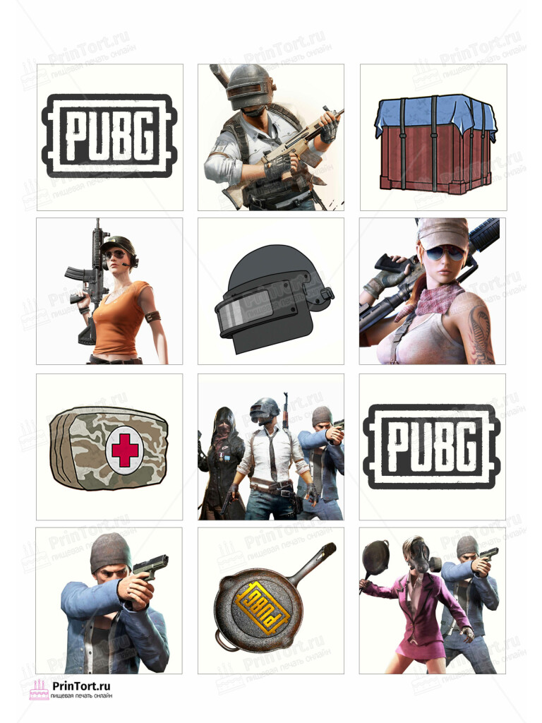 Сахарная и вафельная Картинка для торта «Battlegrounds (PUBG)»- PT102913 | Пищевая печать на торте, сахарной, вафельной бумаге -> PrinTort.ru