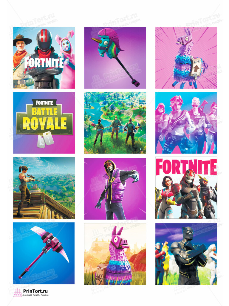 Сахарная и вафельная Картинка для торта «Фортнайт» (Fortnite)- PT102933 | Пищевая печать на торте, сахарной, вафельной бумаге -> PrinTort.ru