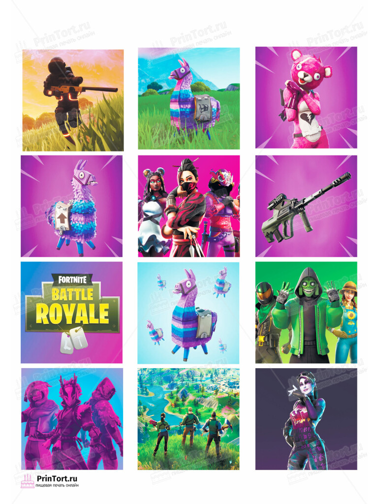 Сахарная и вафельная Картинка для торта «Фортнайт» (Fortnite)- PT102934 | Пищевая печать на торте, сахарной, вафельной бумаге -> PrinTort.ru