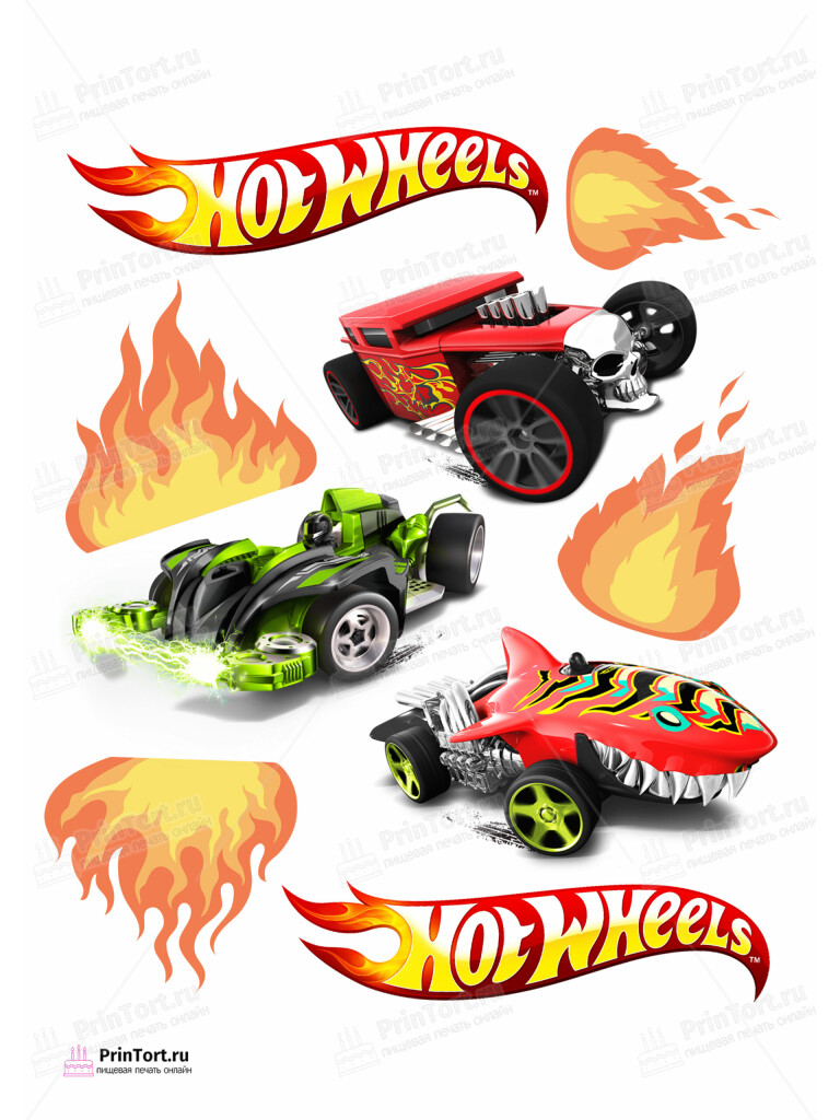 Сахарная и вафельная Картинка для торта «Хот Вилс (Hot Wheels)» — PT102966 | Пищевая печать на торте, сахарной, вафельной бумаге -> PrinTort.ru