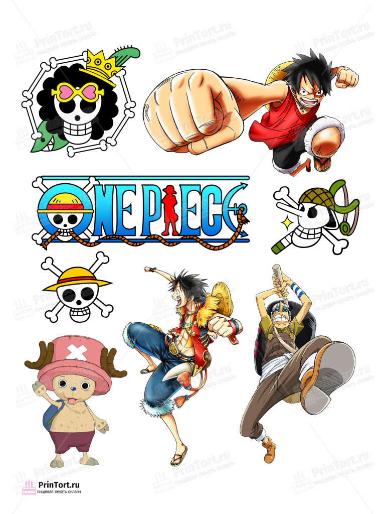 Сахарная и вафельная Картинка для торта » Ван Пис (One Piece)» — PT103029 | Пищевая печать на торте, сахарной, вафельной бумаге -> PrinTort.ru