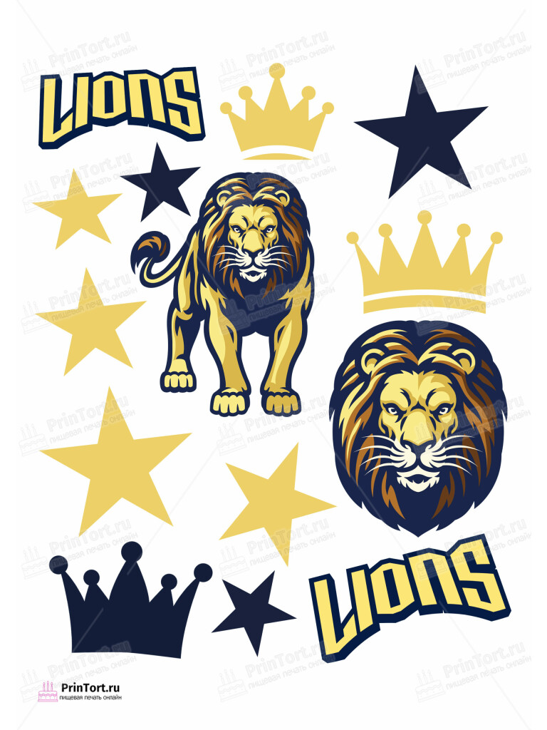 Сахарная и вафельная Картинка для торта  «Лев» — PT103047 | Пищевая печать на торте, сахарной, вафельной бумаге -> PrinTort.ru