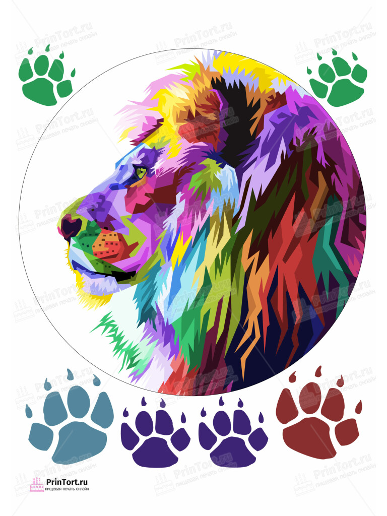 Сахарная и вафельная Картинка для торта «Лев» — PT103070 | Пищевая печать на торте, сахарной, вафельной бумаге -> PrinTort.ru