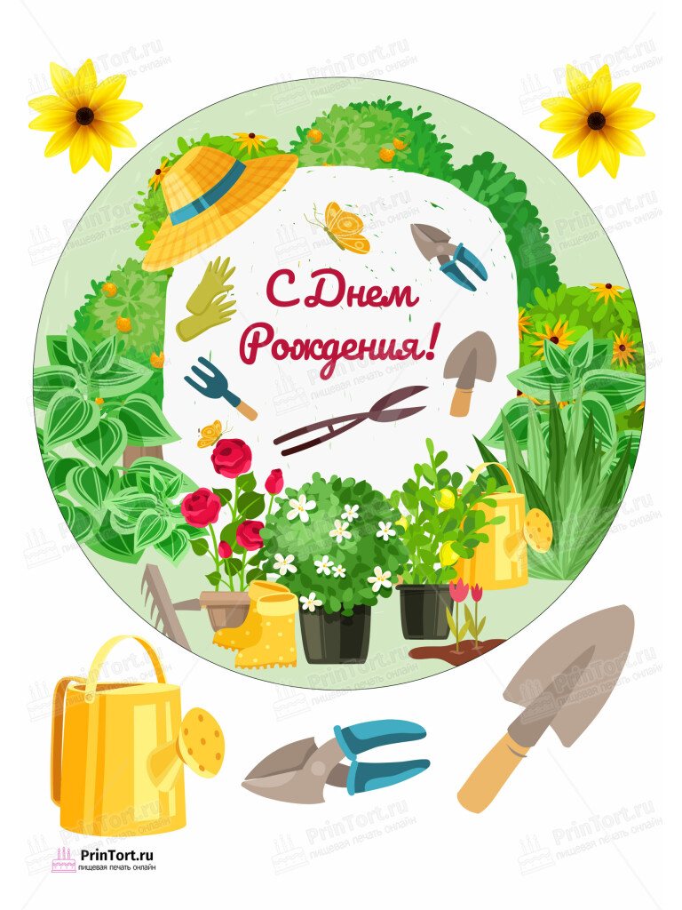 Сахарная и вафельная Картинка для торта  «Огород» — PT103088 | Пищевая печать на торте, сахарной, вафельной бумаге -> PrinTort.ru