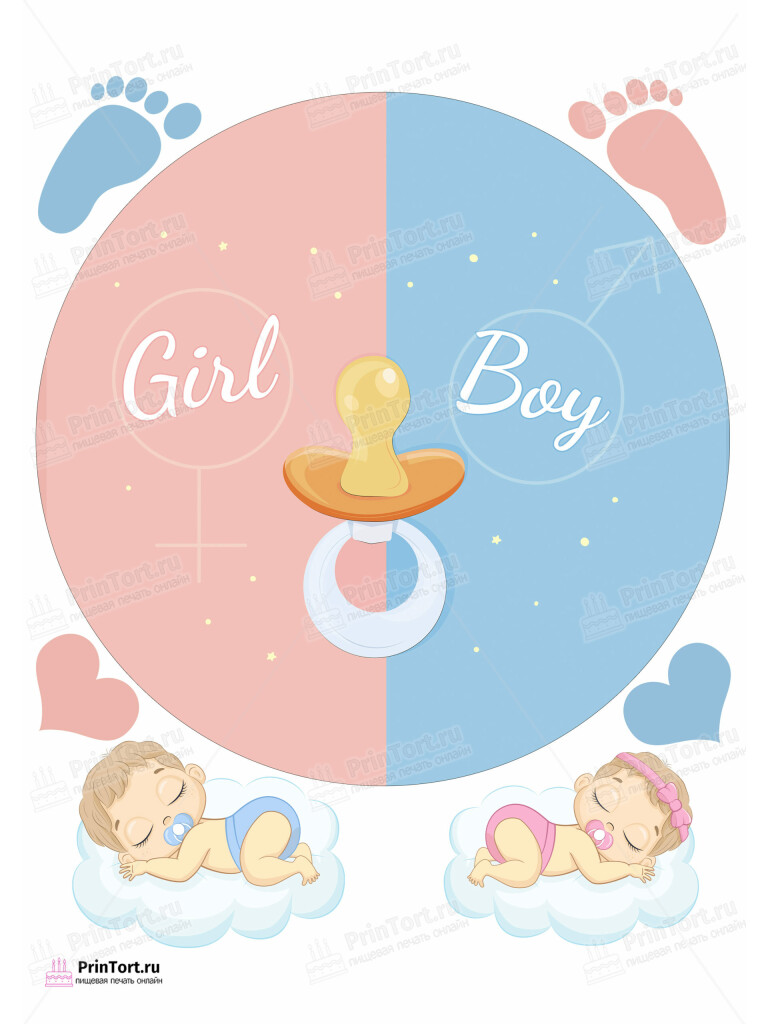 Сахарная и вафельная Картинка для торта «Мальчик или Девочка (Boy & Girl)» — PT103104 | Пищевая печать на торте, сахарной, вафельной бумаге -> PrinTort.ru