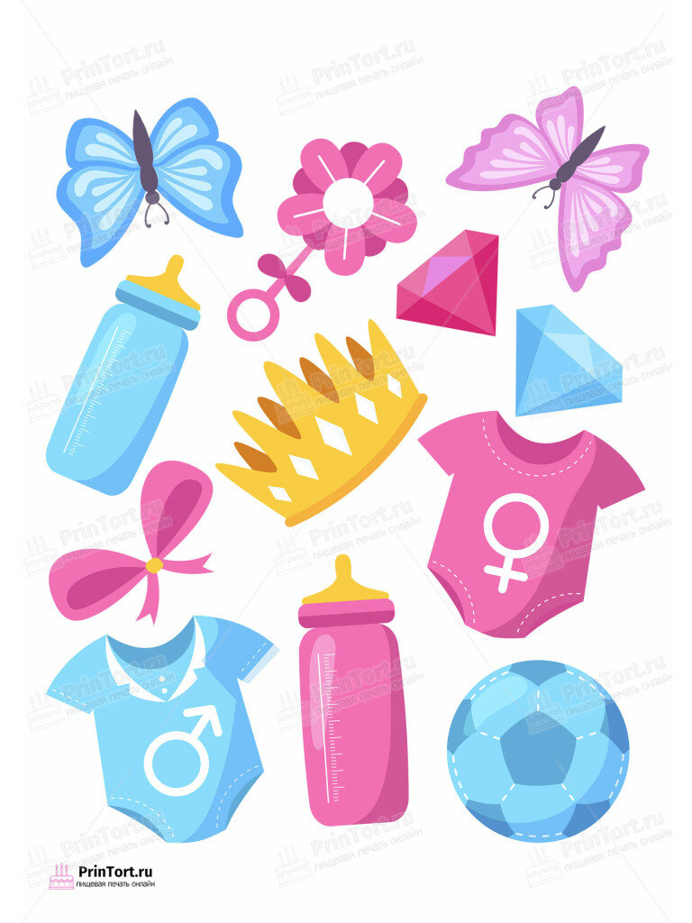 Сахарная и вафельная Картинка для торта «Мальчик или Девочка (Boy & Girl)» — PT103112 | Пищевая печать на торте, сахарной, вафельной бумаге -> PrinTort.ru