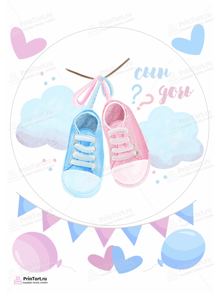 Сахарная и вафельная Картинка для торта «Мальчик или Девочка (Boy & Girl)» — PT103118 | Пищевая печать на торте, сахарной, вафельной бумаге -> PrinTort.ru