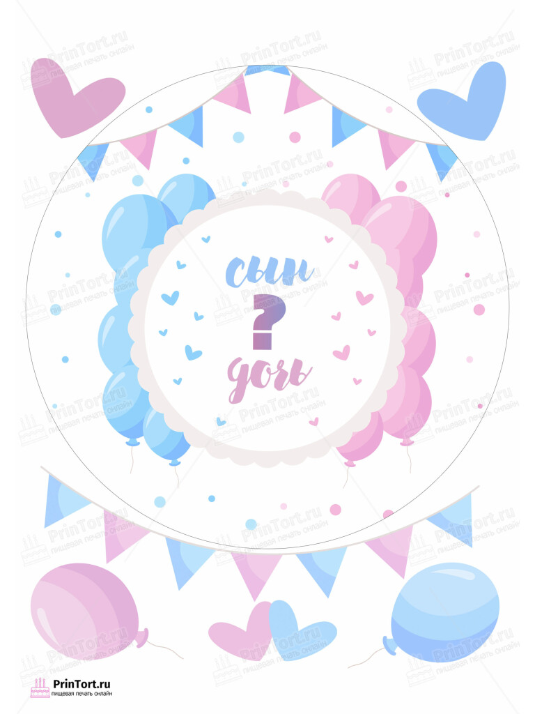 Сахарная и вафельная Картинка для торта «Мальчик или Девочка (Boy & Girl)» — PT103119 | Пищевая печать на торте, сахарной, вафельной бумаге -> PrinTort.ru