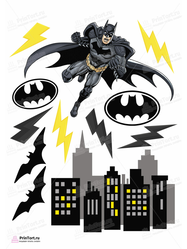 Сахарная и вафельная Картинка для торта «Бэтмен (Batman)» — PT103155 | Пищевая печать на торте, сахарной, вафельной бумаге -> PrinTort.ru