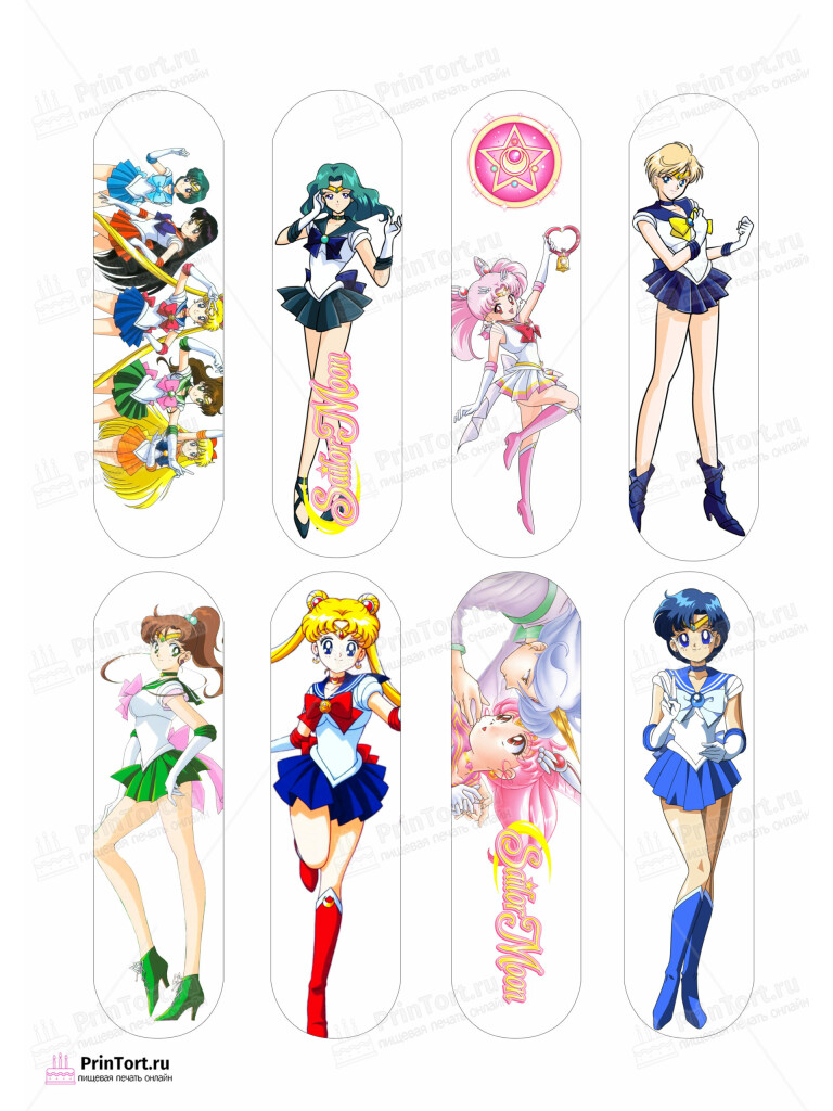 Сахарная и вафельная Картинка для эклеров «Сейлор Мун (Sailor Moon)» — PT103182 | Пищевая печать на торте, сахарной, вафельной бумаге -> PrinTort.ru
