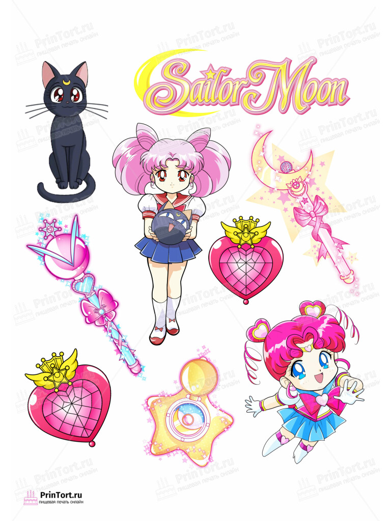 Сахарная и вафельная Картинка для торта «Сейлор Мун (Sailor Moon)» — PT103184 | Пищевая печать на торте, сахарной, вафельной бумаге -> PrinTort.ru