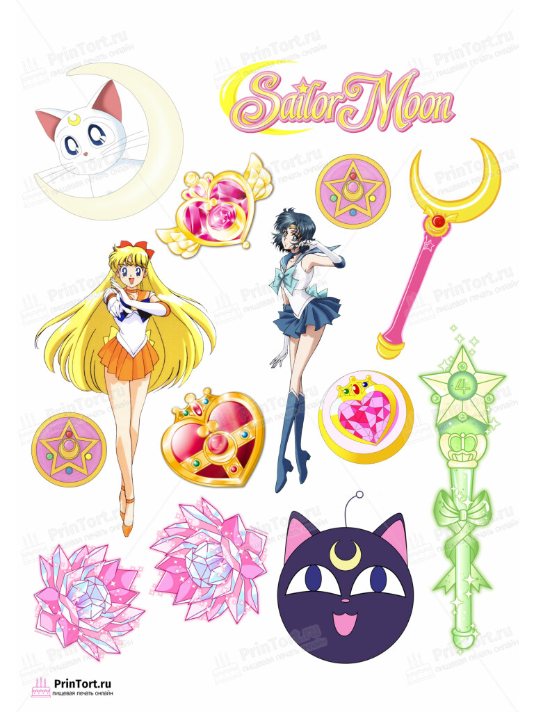 Сахарная и вафельная Картинка для торта «Сейлор Мун (Sailor Moon)» — PT103189 | Пищевая печать на торте, сахарной, вафельной бумаге -> PrinTort.ru