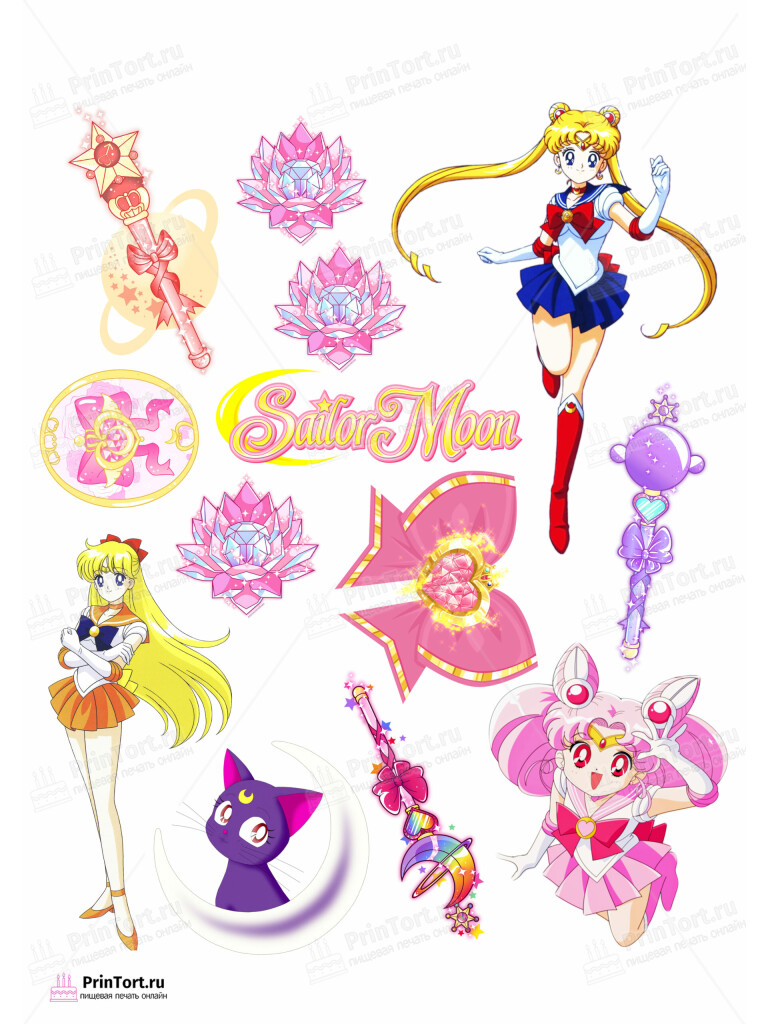 Сахарная и вафельная Картинка для торта «Сейлор Мун (Sailor Moon)» — PT103192 | Пищевая печать на торте, сахарной, вафельной бумаге -> PrinTort.ru