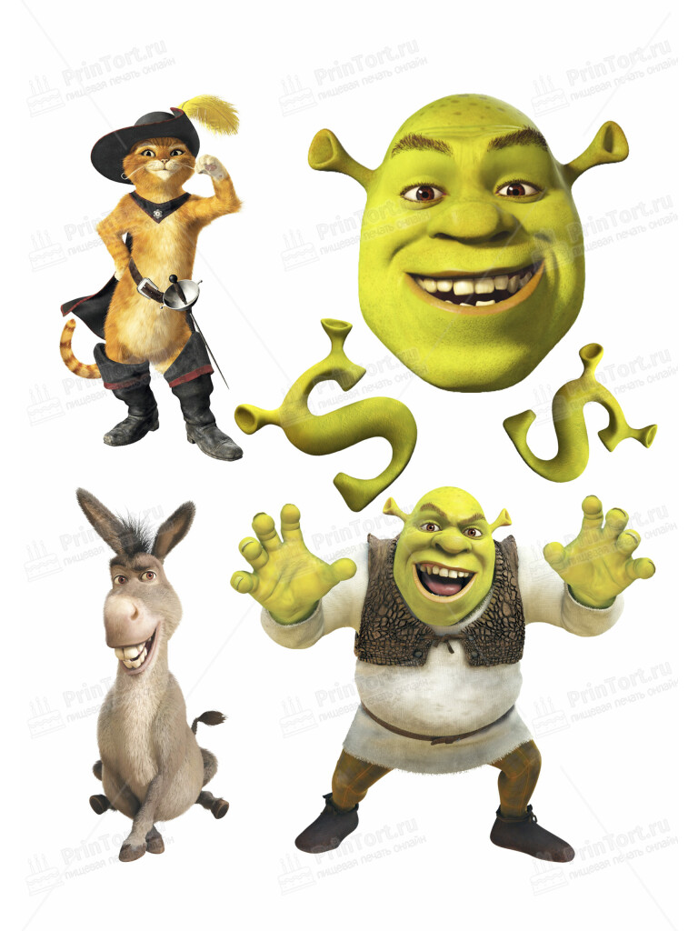 Сахарная и вафельная Картинка для торта «Шрек (Shrek)» — PT103219 | Пищевая печать на торте, сахарной, вафельной бумаге -> PrinTort.ru