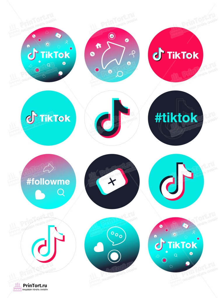 Сахарная и вафельная Картинка для капкейков «Социальные сети» — PT103333 | Пищевая печать на торте, сахарной, вафельной бумаге -> PrinTort.ru