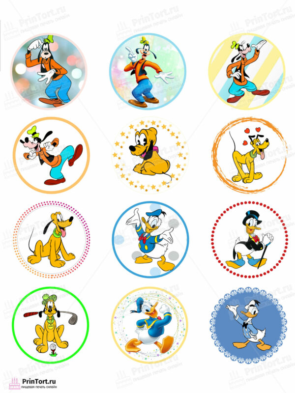 Сахарная и вафельная Картинка для капкейков «Микки Маус (Mickey mouse)» — PT103366 | Пищевая печать на торте, сахарной, вафельной бумаге -> PrinTort.ru