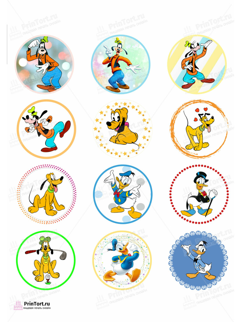 Сахарная и вафельная Картинка для капкейков «Микки Маус (Mickey mouse)» — PT103366 | Пищевая печать на торте, сахарной, вафельной бумаге -> PrinTort.ru